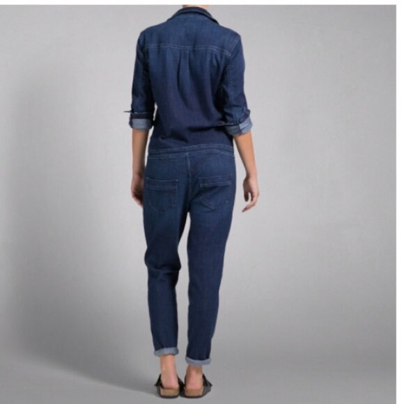 Abercrombie & Fitch Denim Long Sleeve Boiler Suit Utility Jumpsuit Size S EUC - Picture 2 of 13